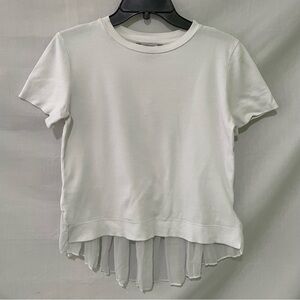 Banana Republic Women’s White Short Sleeve Tee with Sheer Ruffles Size XS